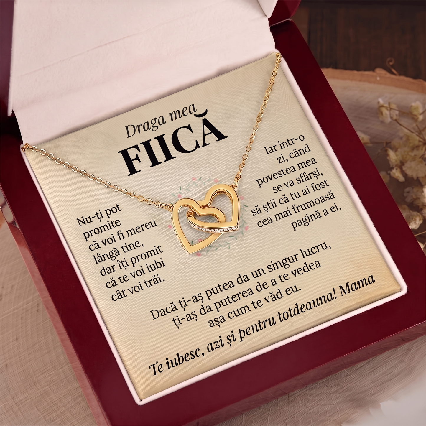 Colier Inimi Unite Mama si Fiica din Inox